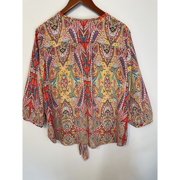 Peter Nygard womens Button Up Colorful Paisley Boho Blouse Size 16 - Picture 5 of 8